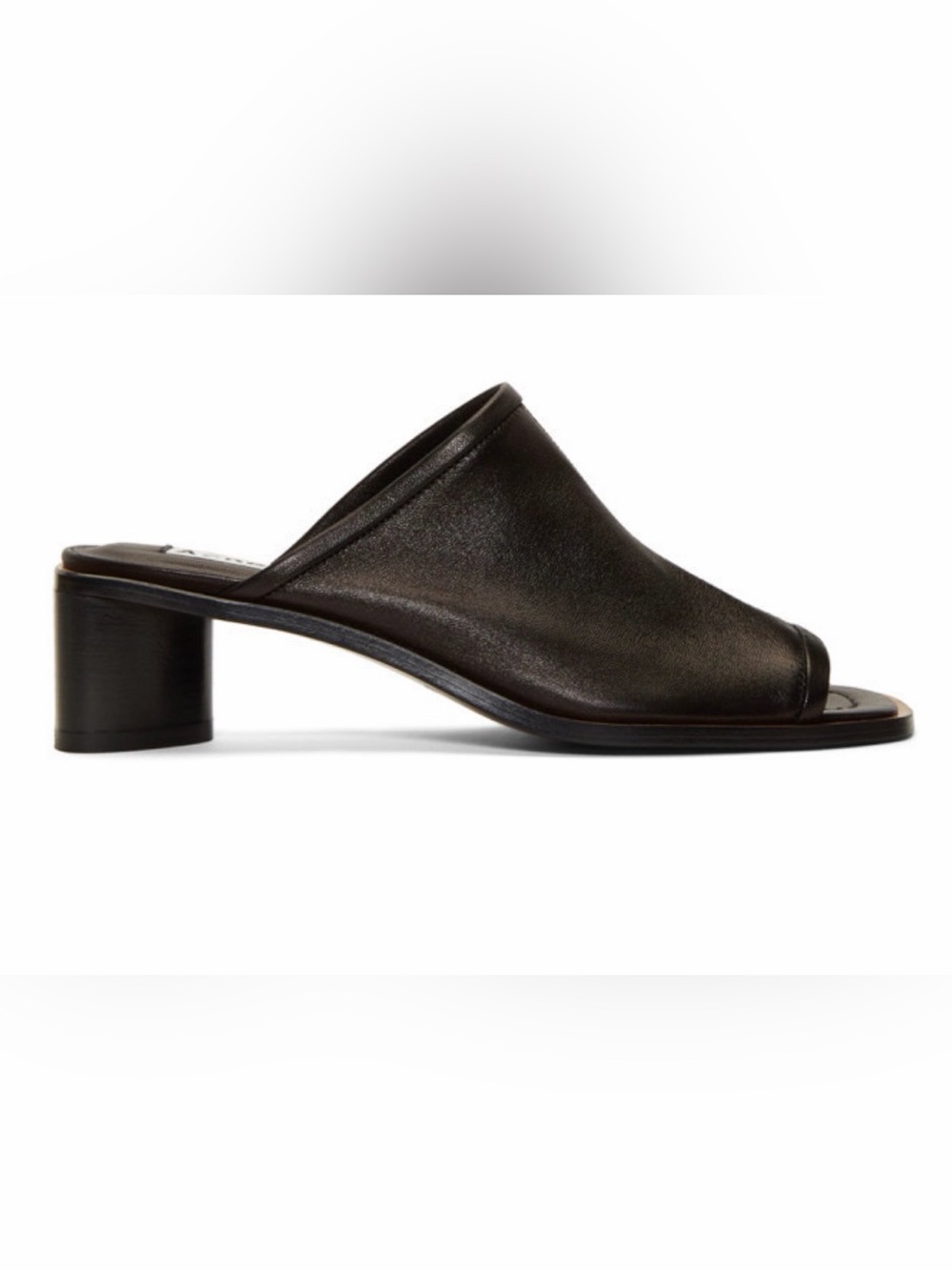 NWOT Acne Studios Black Leather Open Square Toe Block Heel Mules - Size 37 - Picture 2 of 8